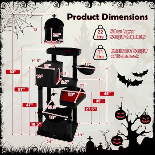 Gothic Cat Tree for Indoor Cats: Multi-Level Halloween Design