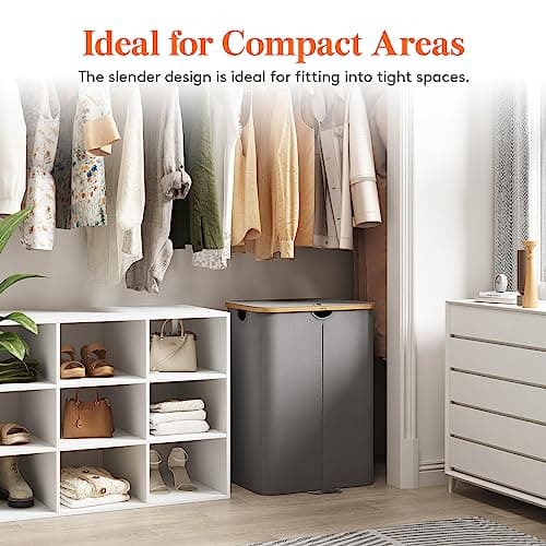 Lifewit 150L Double Laundry Hamper, Large Foldable Basket, Grey