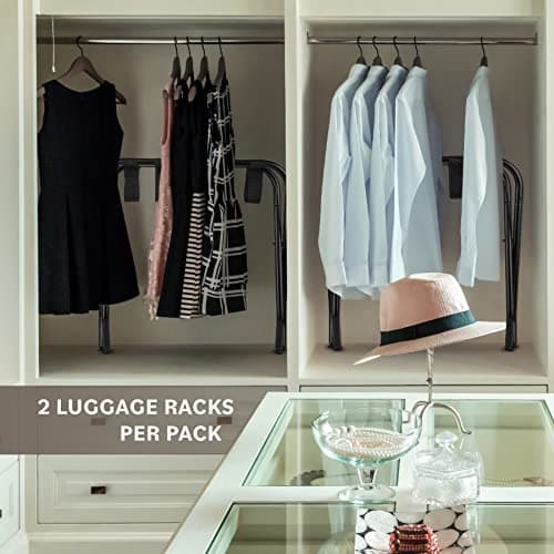 Bartnelli 2-Pack Gray Steel Folding Suitcase Stand with Durable Black Straps