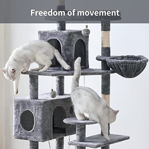 Multi-Level Cat Tree with Scratching Posts & Plush Perches, Light Gray
