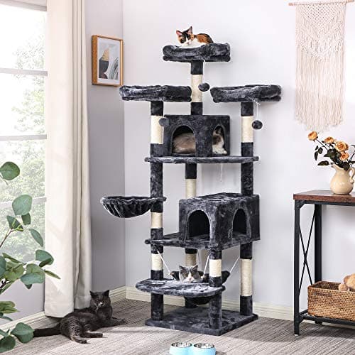 BEWISHOME Large Multi-Level Cat Tree with Plush Perches and Sisal Post MMJ14H