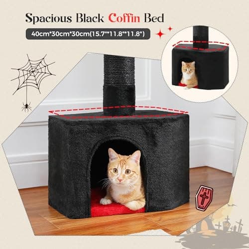 PAWZ Road Gothic Cat Tree, 86.8-120 Inches Tall, 5 Tiers, Black Cat Condo