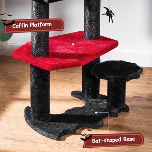 Bewishome Gothic Cat Tree with Coffin Bed & Scratching Post MMJ94R