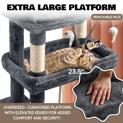 Large Cat Tree Tower, Scratching Post & Grooming Station, 72", Dark Grey