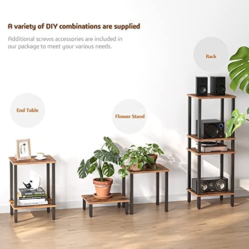 TUTOTAK End Table with Charging Station, 2-Tier Storage, USB Ports TB01BB040