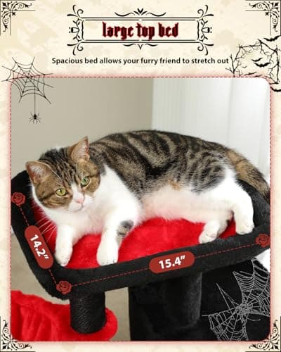 Spooky Gothic Cat Tower with Large Coffin Bed & Scratching Post