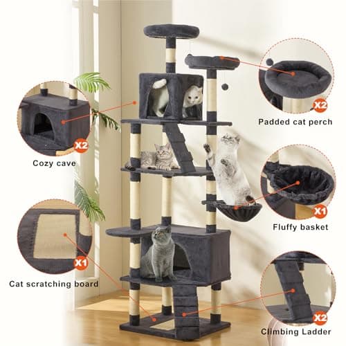 MDEAM Cat Tree 81 Inch Multi-Level Large Cat Tower for Large Cats
