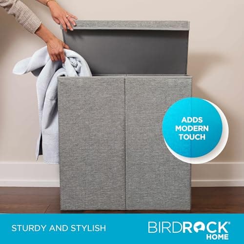 Birdrock Home Collapsible Laundry Hamper with Lid & Sorting Bags
