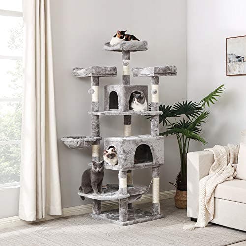 Bewishome 66.3" Multi-Level Cat Tree with Plush Perches & Sisal Post