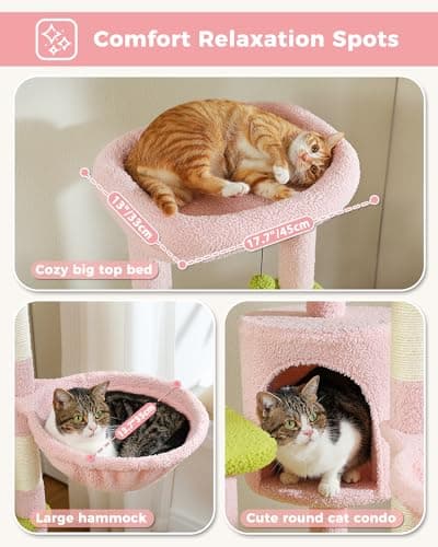 Tall Cat Tree with Hammock & Scratching Post for Large Cats