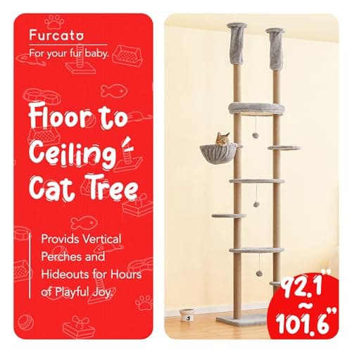 Adjustable Floor to Ceiling Cat Tower with 7 Tiers and Scratching Posts - Ideal for Indoor Cats