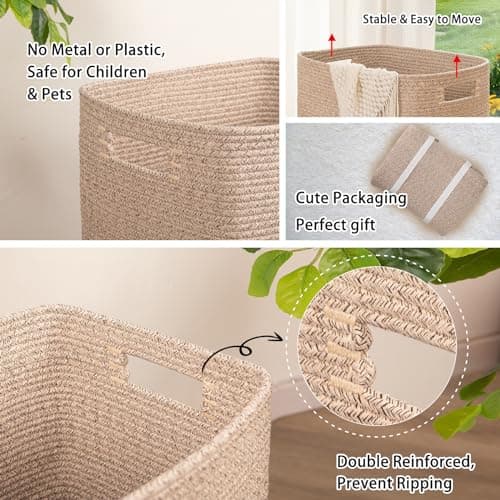OIAHOMY Large Brown Variegated Laundry Hamper Basket