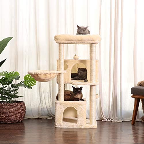 Hey-brother Large Cat Tree with Sisal Scratching & Plush Condos MPJ011M