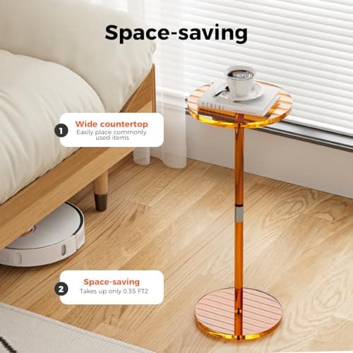 Acrylic Clear Side Table for Small Spaces, Easy Assembly Living Roomecess Office
