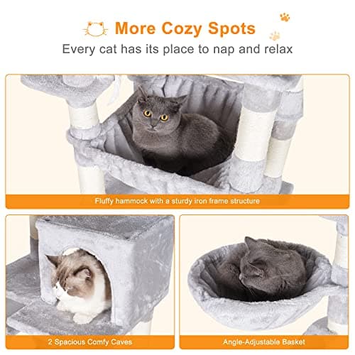 70 Cat Tree Condo with Toy for Large Indoor Cats