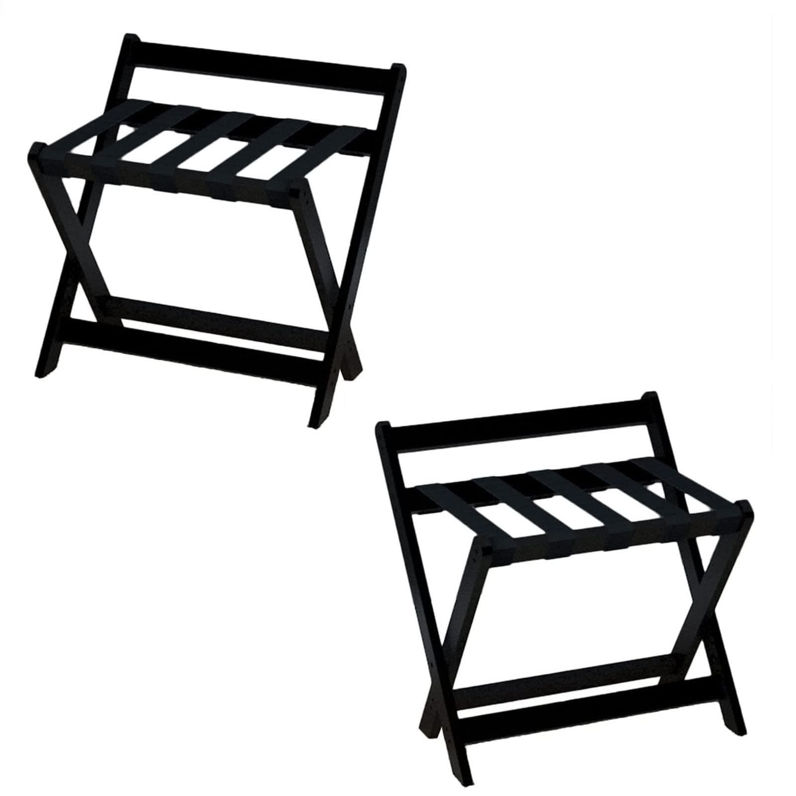2Pack Portable Folding Luggage Rack with Backrest, Non-Slip Hotel Suitcase Stand(Black)