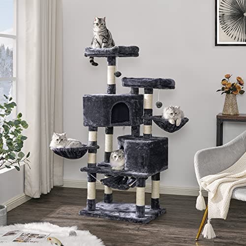 Bewishome Multi-Level Cat Tree Tower for Indoor Cats Grey MMJ05B
