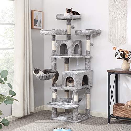Bewishome 66.3" Multi-Level Cat Tree with Plush Perches & Sisal Post