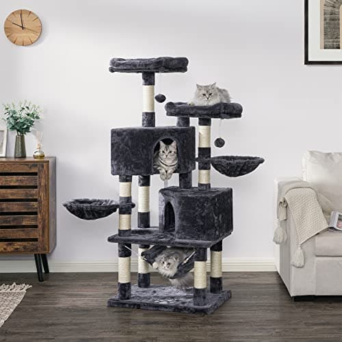 Bewishome Multi-Level Cat Tree Tower for Indoor Cats Grey MMJ05B