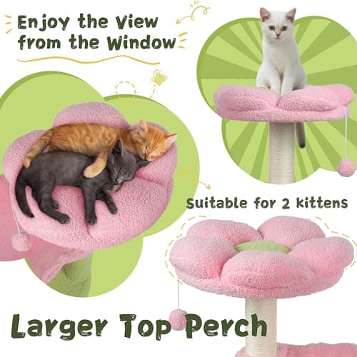 33'' Cute Cat Tower with Toys and Top Perch for Indoor Cats