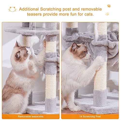 70 Cat Tree Condo with Toy for Large Indoor Cats