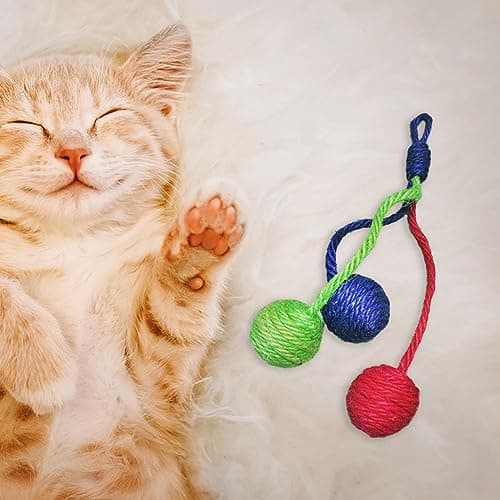 Eco-Friendly Sisal Rope Ball for Indoor Cats - Hanging Interactive Toy