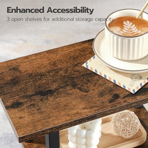 HOOBRO Small Narrow Side Table with Charging Station, Sofa Beside Table on Wheels for Living Room