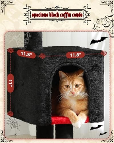 Spooky Gothic Cat Tower with Large Coffin Bed & Scratching Post