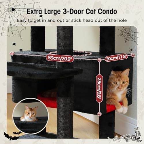 Gothic Cat Tree for Large Cats with Scratching Posts and Pads