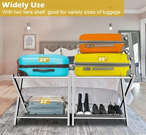 Mocomax Heavy Duty Foldable Luggage Rack, White