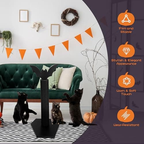ROYALAY Black Halloween Cat Scratcher with Dangling Toys