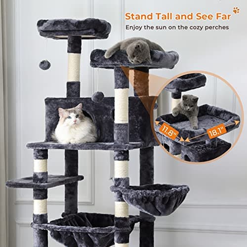 MSmask Cat Tree with Hammocks, Condo, Perches, Scratching Posts, Climbing Tree