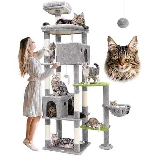 Giant Cat Tree for Large Adult Indoor Cats - 83 inch XXL Tower with 9 Scratching Posts in Dark Grey — Light Grey