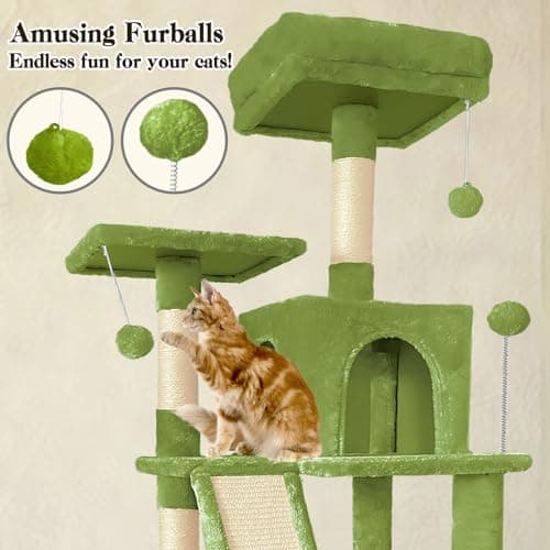 70" Multi-Level Cat Tree Tower with Sisal Scratching Post (Green)