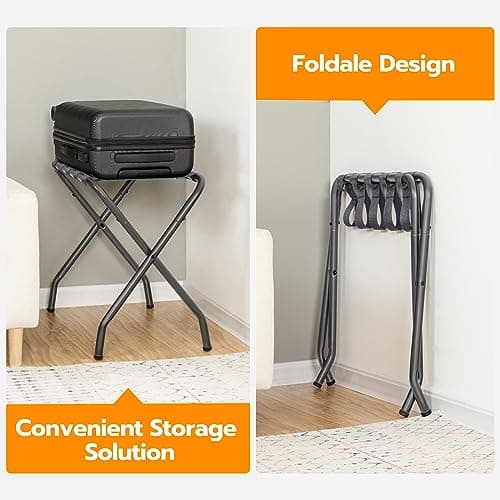 Luggage Rack, Pack of 2, Metal Suitcase Stand, Holds up to 100 lb, Gray Steel Frame
