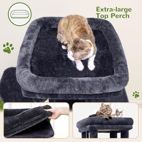 Heavy Duty F61 Cat Tower for Large Cats, Maine Coon, 61 inch Dark Grey
