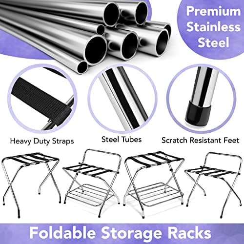 Foldable Metal Suitcase Stand for Guest Room
