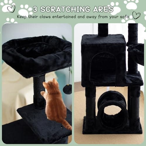 Gothic 49-Inch Cat Tree with 3 Scratching Posts & Tunnel for Indoor Cats