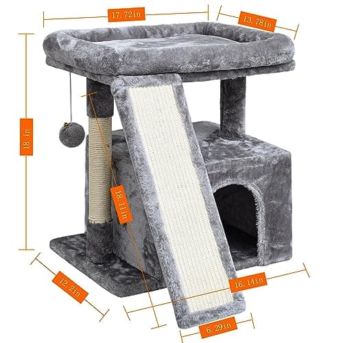 Light Grey Indoor Cat Tree with Scratching Post & Perch (Stable Condominium)
