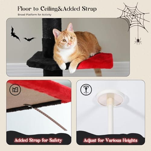 PAWZ Road Gothic Cat Tree, 86.8-120 Inches Tall, 5 Tiers, Black Cat Condo