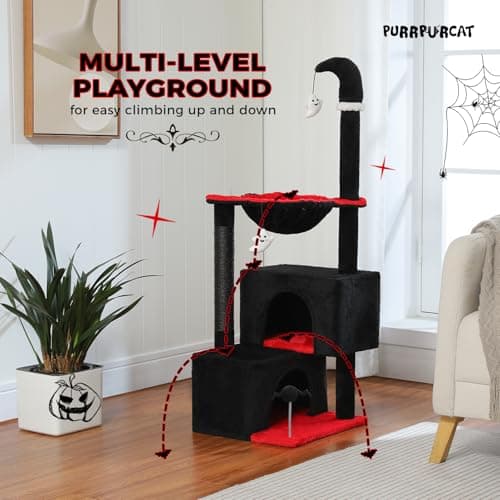 Gothic 45-Inch Cat Tree with Condos & Scratching Posts, Black