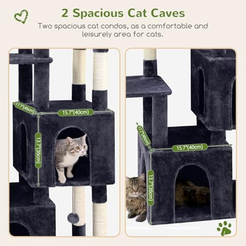 Heavy Duty F61 Cat Tower for Large Cats, Maine Coon, 61 inch Dark Grey