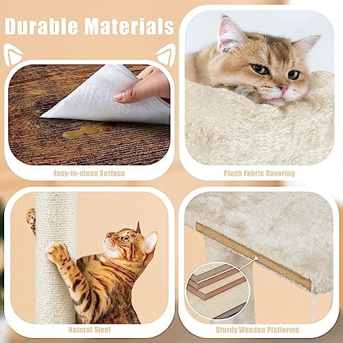 53in Cat Tree with Wood Litter Box Enclosure for Indoor Large Cats