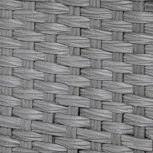Hidden Handwoven Rattan Cat Litter Box Enclosure with Odor Control, Artificial Plants, Real Stones — Grey
