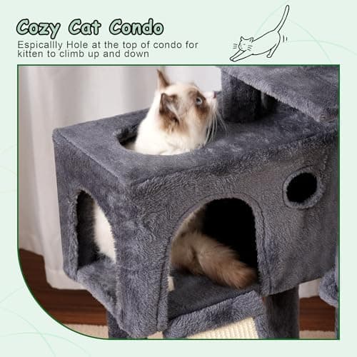 Smoky Gray Multi-Level Cat Tower with Scratching Board GCT005SG