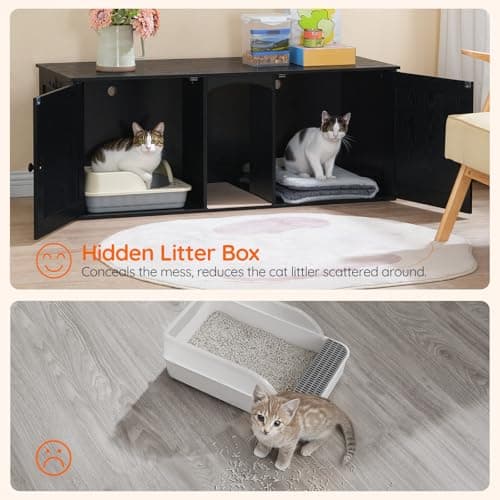 HOOBRO Black BK21MW01 Cat Litter Box Enclosure for 2 Cats