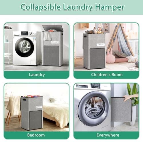 Large Laundry Hamper with Lid & Removable Bag - 110L Grey