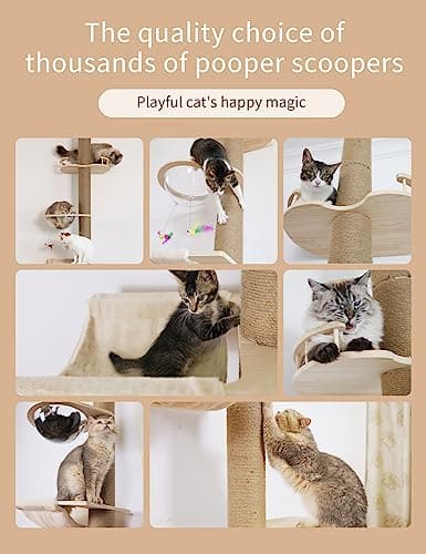 Adjustable Floor to Ceiling Cat Tree with Natural Sisal Rope 55.52-118.5 Inches