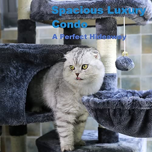 NEGTTE Multi-Level Cat Tree for Large Cats - Cat Condo & Climbing Tower