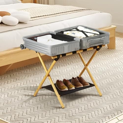 JinDoWin Natural Wood Luggage Rack for Guest Room (1 Pack)